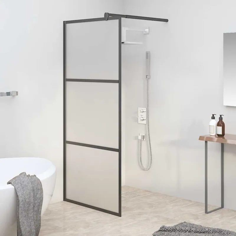 Paroi de douche 80x195 cm Verre ESG dépoli Noir