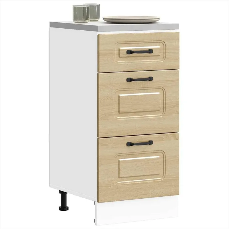 Meuble bas de cuisine « Kalmar » Bois d'ingénierie blanc brillant