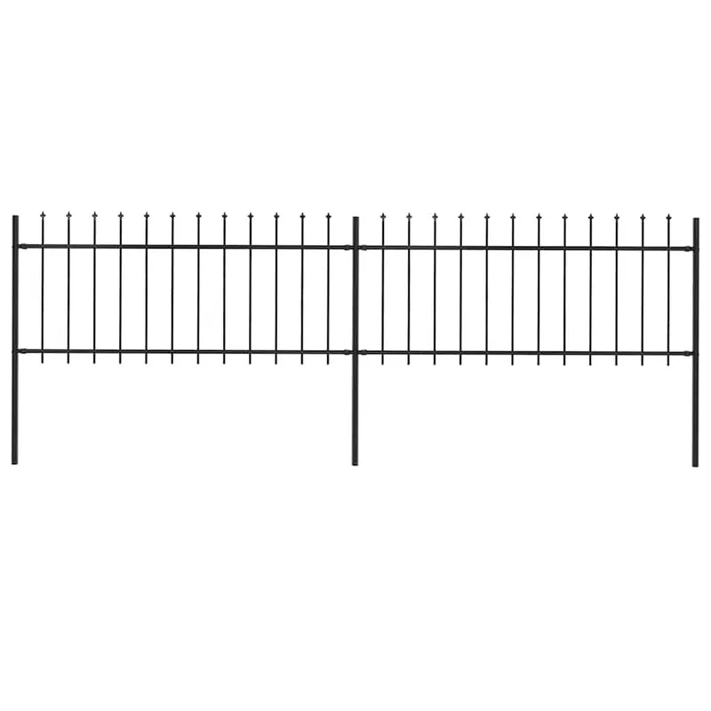 Gartenzaun mit Speerspitze Stahl 337 x 80 cm Schwarz
