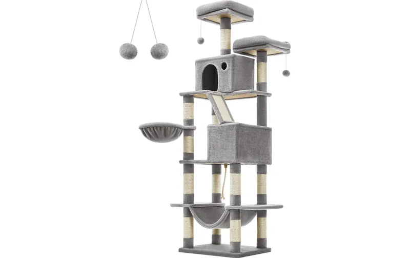 Feandrea Kratzbaum XXL 206 cm, Grau/Beige