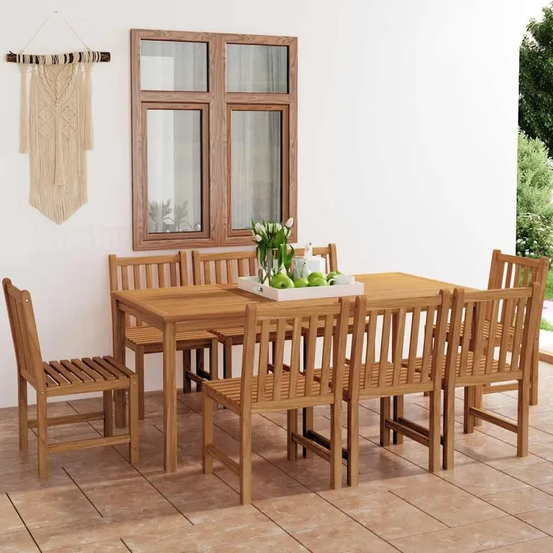 9-teiliges Garten-Ess-Set 180 x 90 cm Massivholz Teak