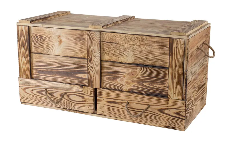 Holz Zollhaus Truhe Vintage geflammt, 85 x 40 cm