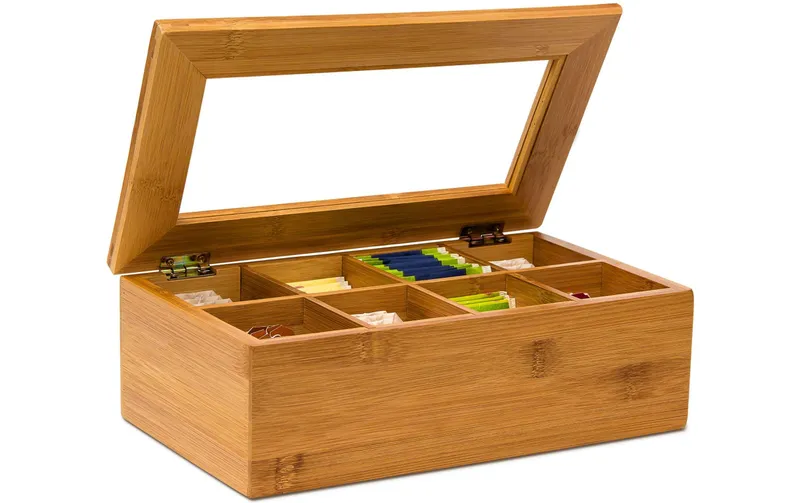 relaxdays Teebeutel-Box Braun
