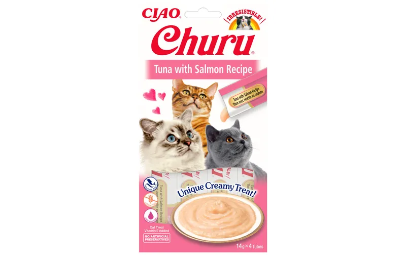 CIAO Churu Katzen-Snack Pürees Thunfisch & Lachs, 4 x 14 g