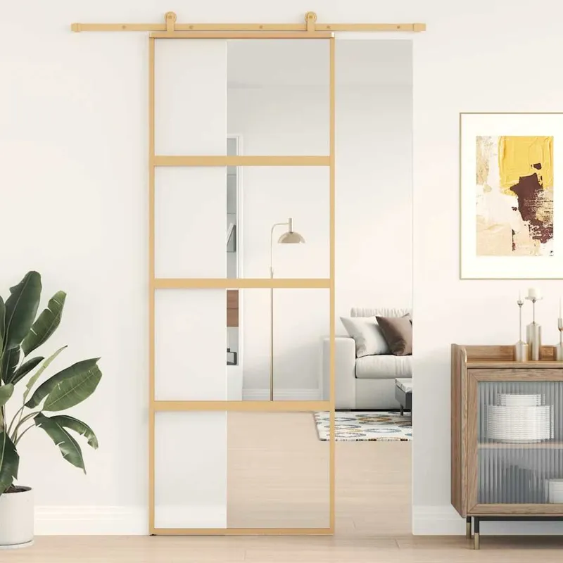 sliding door Golden 76x205 cm ESG-Klarglass and aluminium