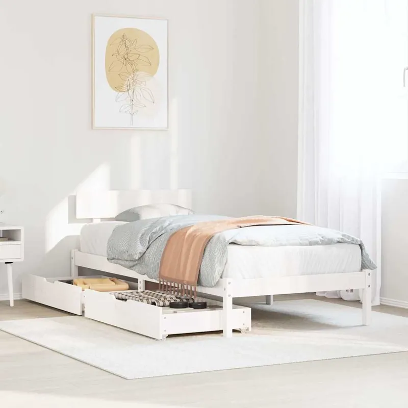 letto in legno massiccio senza materasso bianco 90x200 cm legno di pino