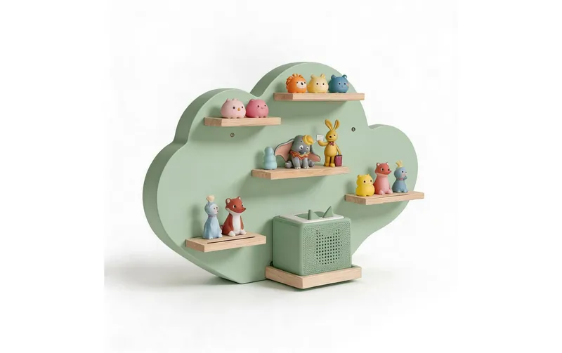 relaxdays Toniebox-Regal Wolke, MDF / Holz, verde / Hellbraun