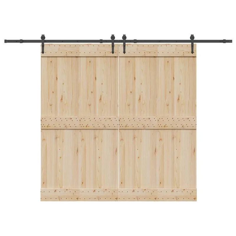 Schiebetürbeschlag-Set 305 cm Stahl Schwarz
