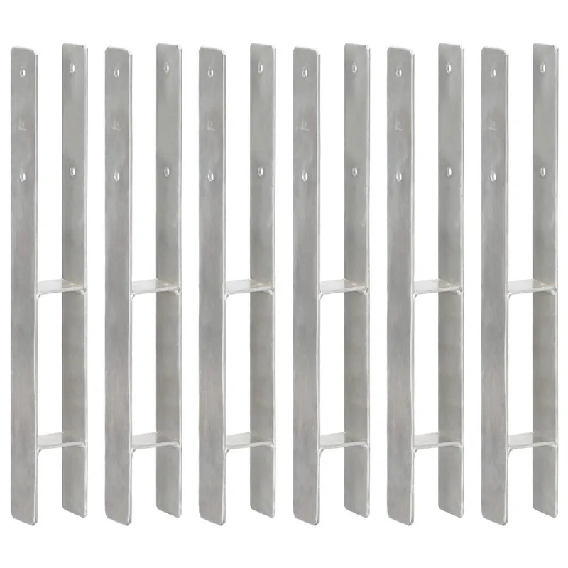 Pfostenträger 6 Stk. Silbern 7×6×60 cm Verzinkter Stahl