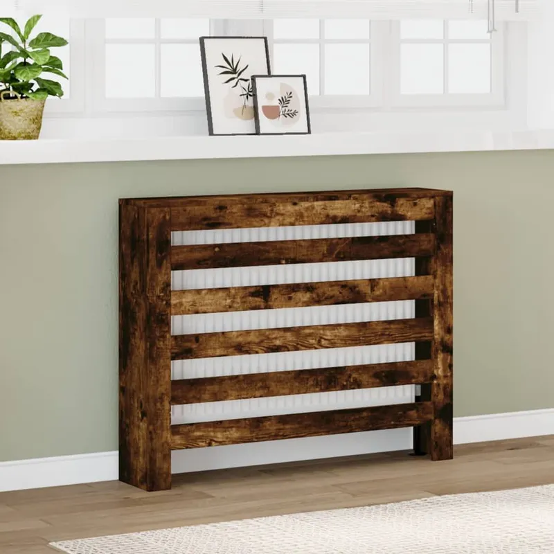 Cache-radiateur chêne fumé 104x20x82 cm bois d'ingénierie