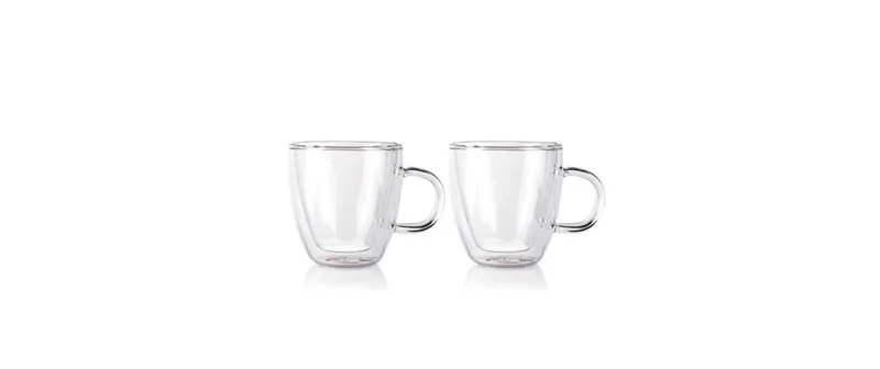 Bodum Bicchieri Termici Bistro a Doppia Parete, Set da 2, Trasparente, 0.15 l