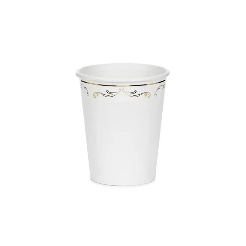 Partydeco PartyDeco Pappbecher mit Ornament blanc, 6er-Set 6 pièces