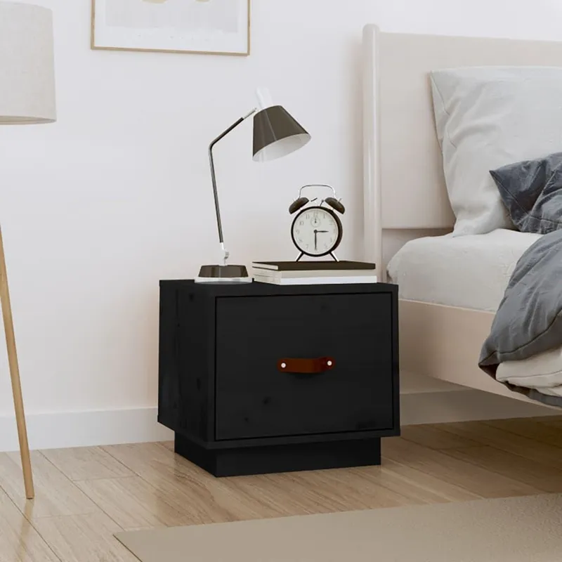 Nachttisch black 40x34x35 cm solid pine wood