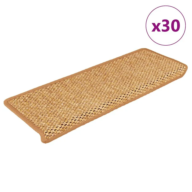 Tapis d'escalier autocollants 30 pcs 65x21x4 cm sisal