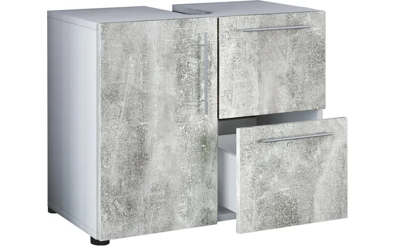 VCM Waschbeckenunterschrank Flandu 61 x 51 cm, Weiss/Beton