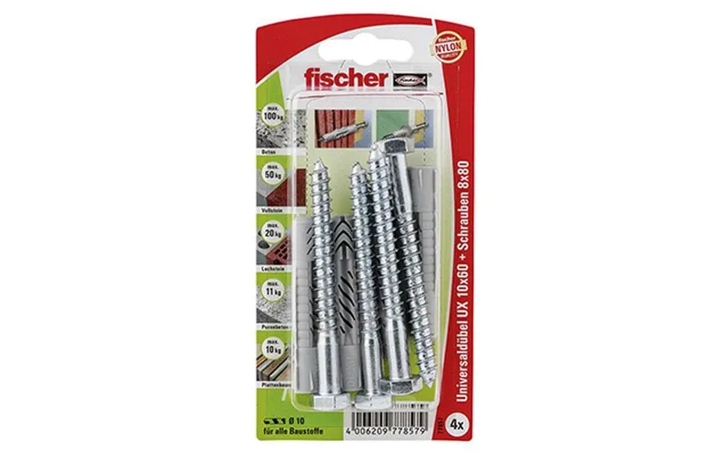 Fischer Universaldübel UX 10 x 60 S, 4 pezzi