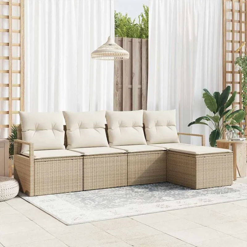 Ensemble de Canapés 5 pc Beige et crème polyrotin