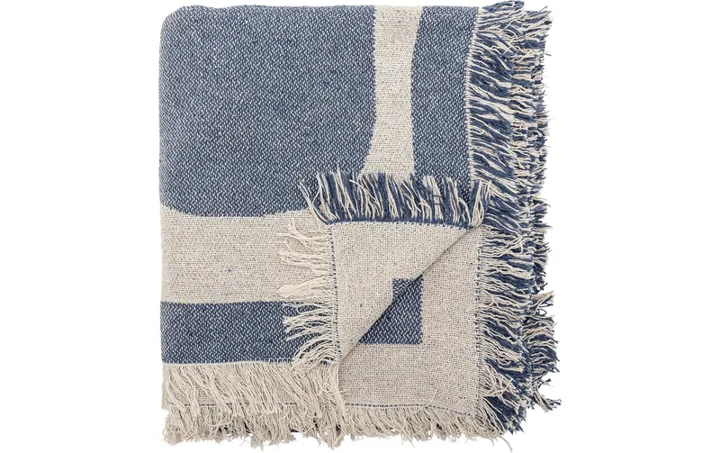 Bloomingville Decke Ethan 160 x 130 cm, bleu/blanc
