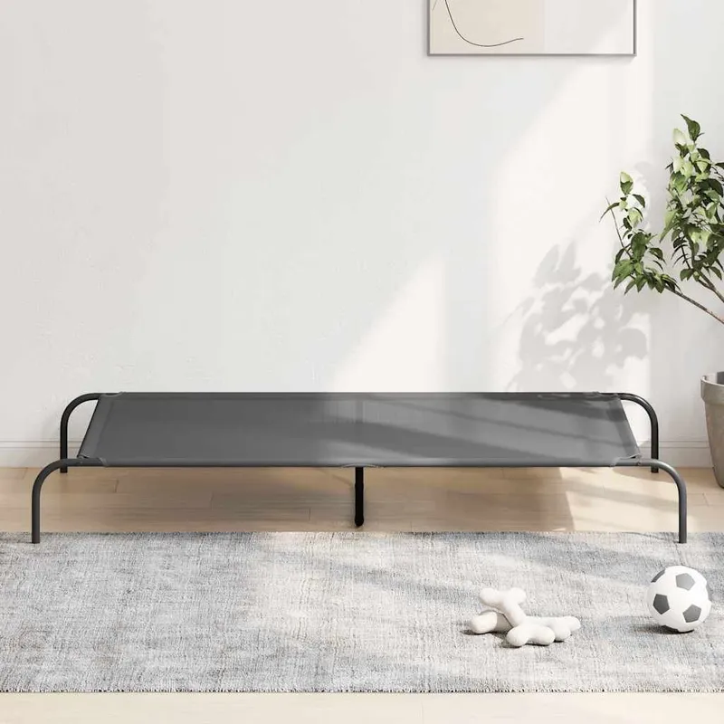 Hundebett Erhöht Grau 150x90x20 cm Textilene und Stahl
