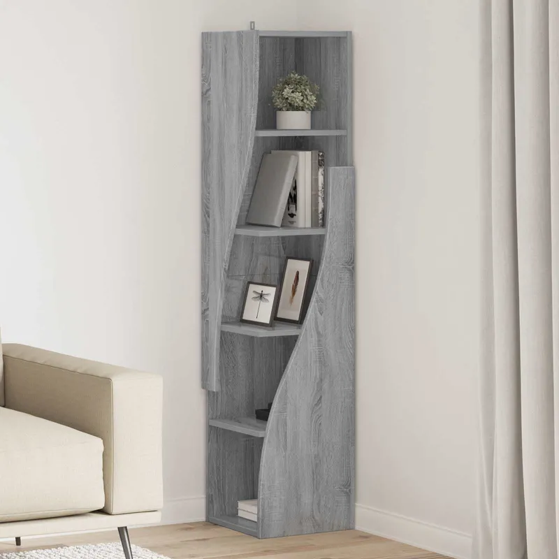 Meuble d'angle 32x32x140cm Bois d'ingénierie Gris Sonoma