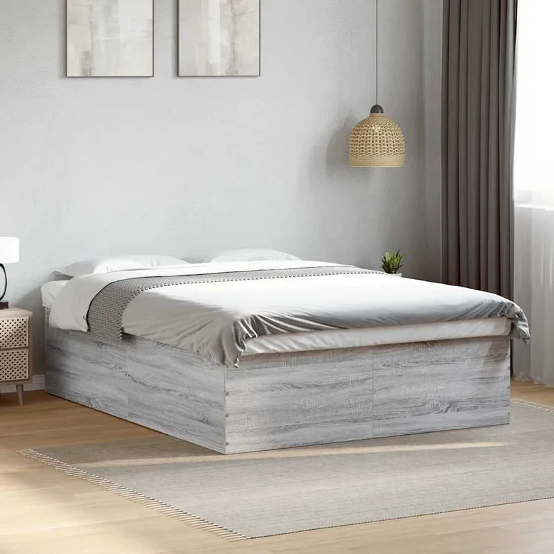 Bettgestell grigio Sonoma 150x200 cm derivato del legno