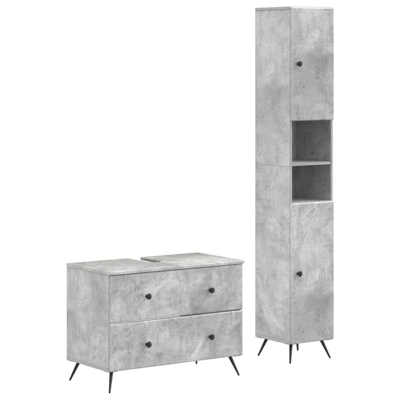 2-teiliges Badezimmer Schrank Set BREDA Betongrau engineered wood