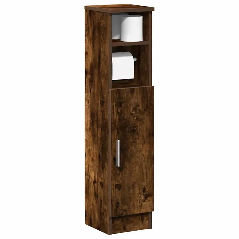 Badezimmerschrank con Rollenhalter rovere affumicato 20,5x22x90 cm