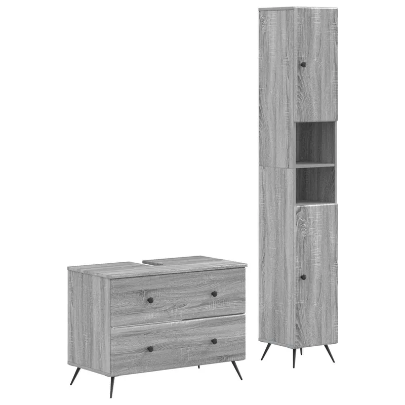2-teiliges Badezimmer Schrank Set BREDA Sonoma-Grau
