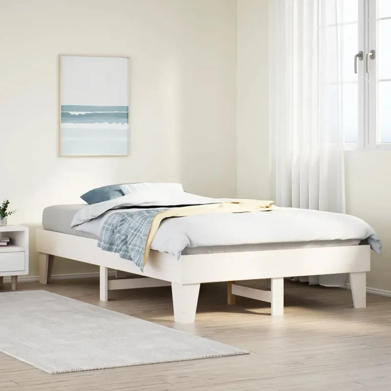 letto in legno massiccio senza materasso bianco 120x200 cm legno di pino