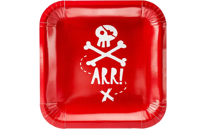 Partydeco Einwegteller Piraten 20 x 20 cm, 6 pezzi, rosso