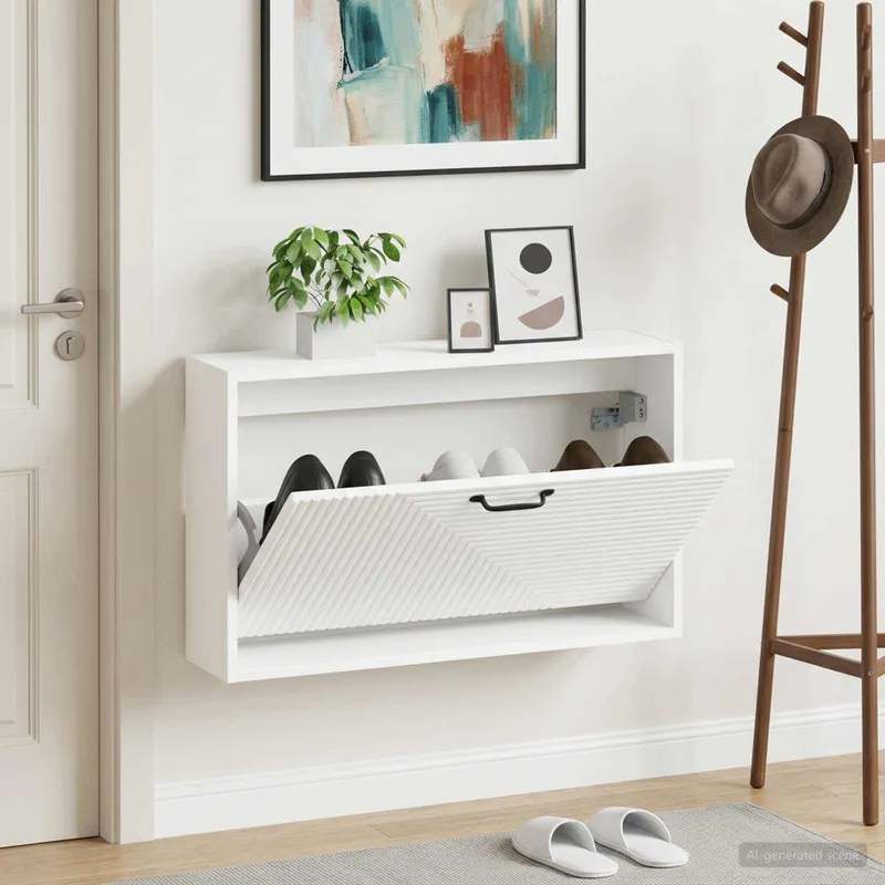 Wandmontierter Schuhschrank HAARLEM 71 x 17 x 43 cm white