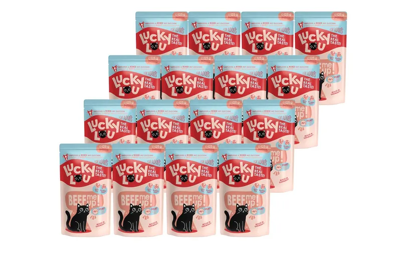 Lucky Lou Nassfutter Lifestage Adult Geflügel & Rind, 16 x 125 g