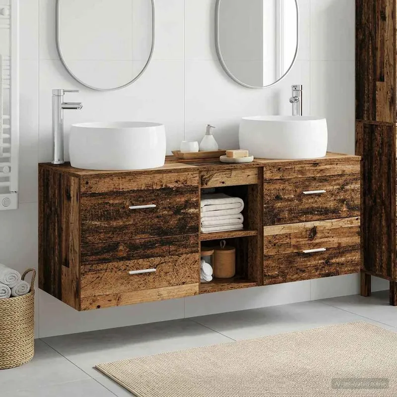 Badezimmermöbel-Set 3 stk. Altholz 49,5 x 44,5 x 66 cm