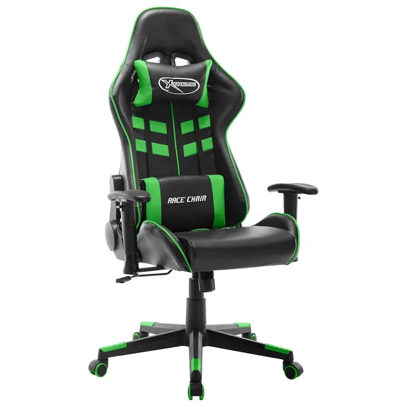 Gaming-Stuhl nero e verde ecopelle