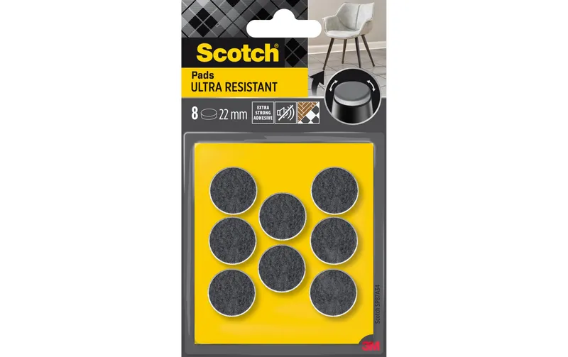 Scotch Filzgleiter Ultra Resistant, Ø 22 mm, grigio, 8er Pack