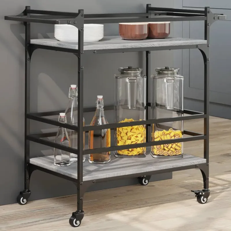 Küchenwagen grigio Sonoma 82x40x78,5 cm derivato del legno
