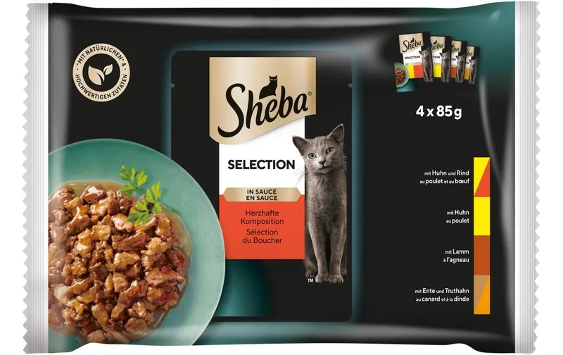 Sheba Nassfutter Selection Sauce Herzhafte Komposition, 4 x 85g