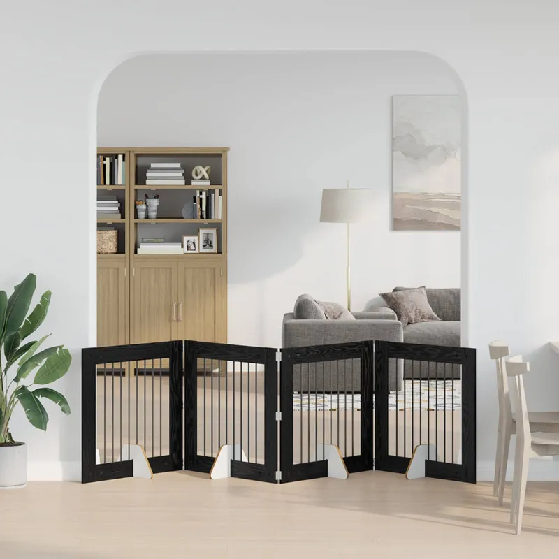Klappbares Hundetor mit Ständern 4 stk. nero Eichen-Optik