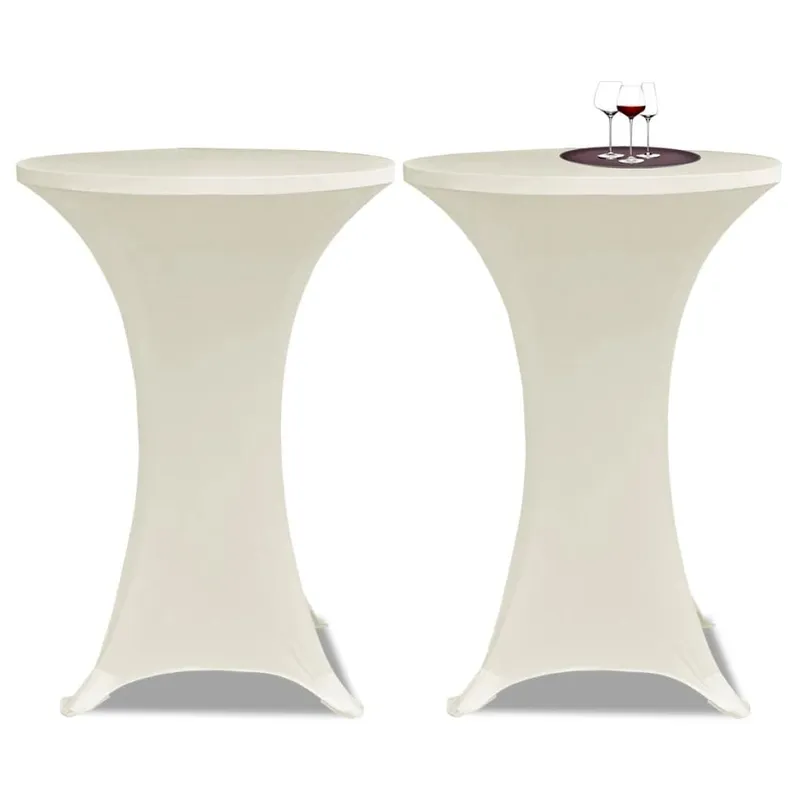 2 x Tischhusse per Stehtisch Stretchhusse Ø70 cm cremefarben