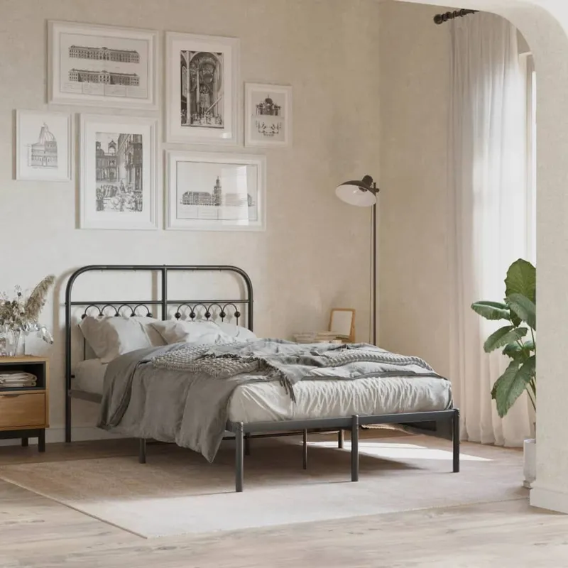 Bettgestell mit Kopfteil Metall nero 120x190 cm