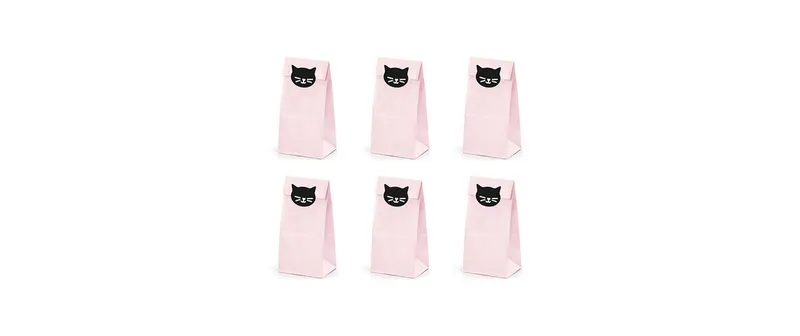 Partydeco Geschenktüte Cat 6 Stück, Rosa