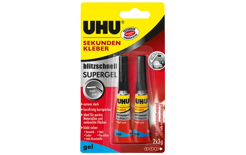UHU Sekundenkleber blitzschschnell Gel 2 x 3 g