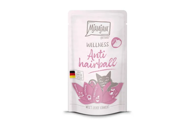 Mjamjam Nassfutter Wellness Anti Hairball Rind, 125 g