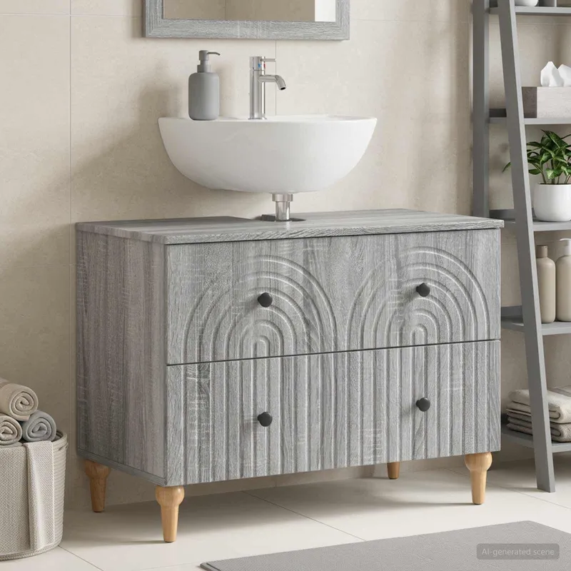 Meuble sous Lavabo de Salle de Bain ALKMAAR Sonoma gris