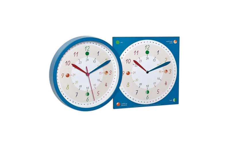 TFA Dostmann Wanduhr Tick & Tack mit Lernuhr blu