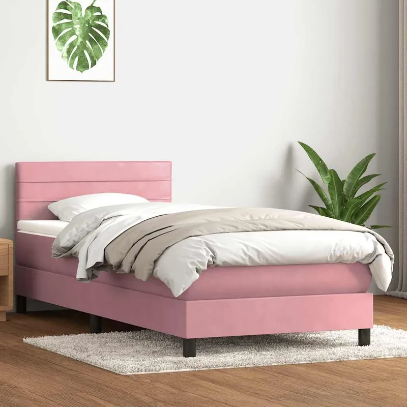letto boxspring mit Matratze Rosa 80x220 cm Samt