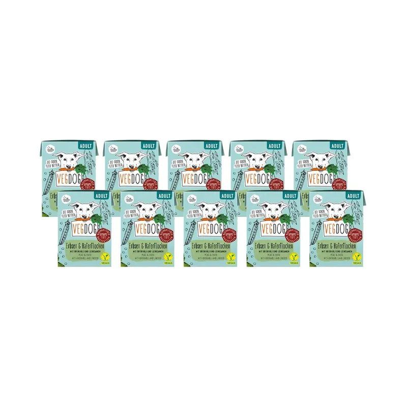 Vegdog Nassfutter Adult Erbsen + Haferflocken, 10 x 200g