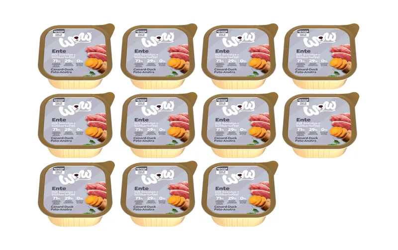 WOW Nassfutter Senior Ente Schale, 11 x 150 g