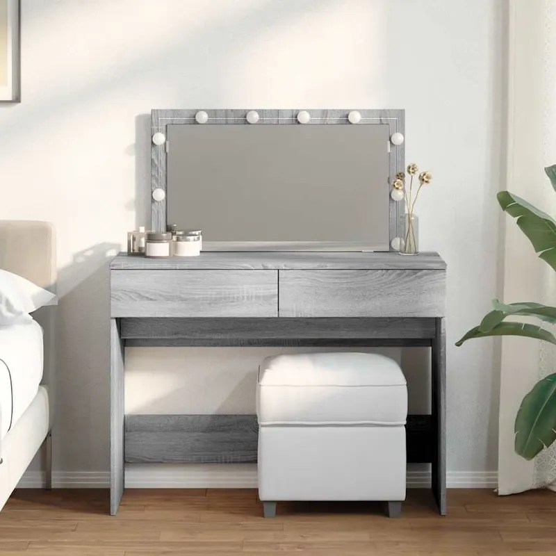 Schminktisch mit LED-Beleuchtung grigio Sonoma 100x40x120 cm