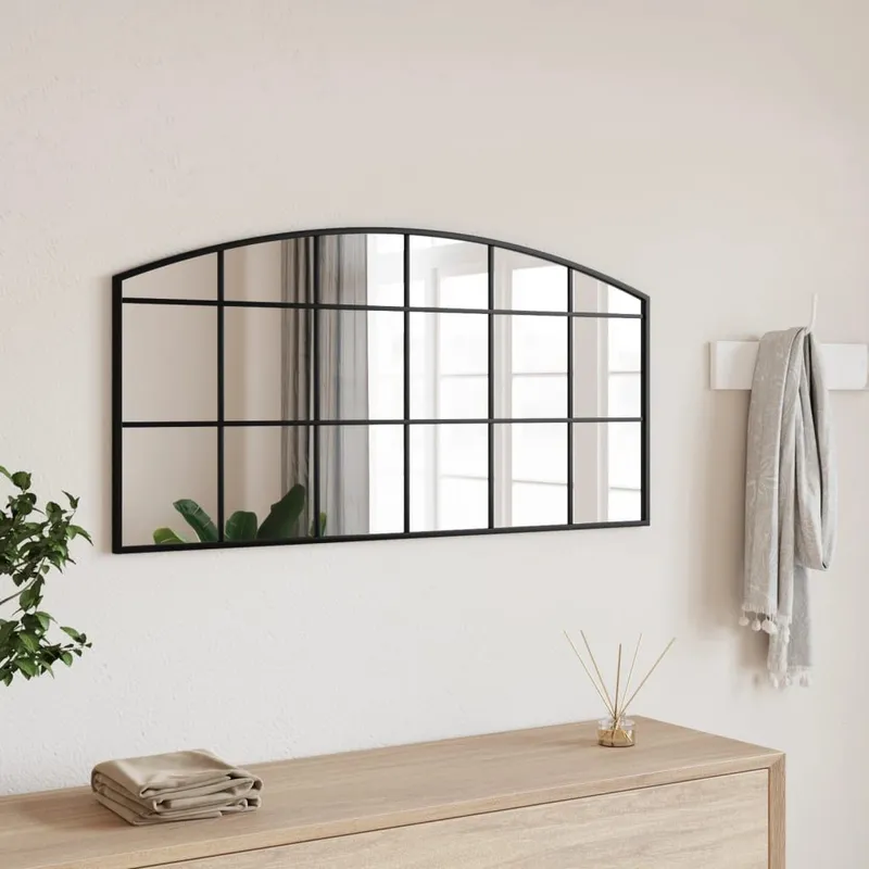 Wandspiegel nero 100x50 cm Gewölbt Eisen